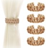 SWJLR Curtain Tiebacks 4 Pack Yellow Woven Curtain Holdbacks for