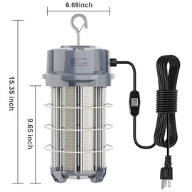250W LED Temporary Work Light 37,500 Lumen Construction Lights 5000K LED Work Light with Stainless Steel Shield and Hook for Indoor Outdoor Job Site Lighting
