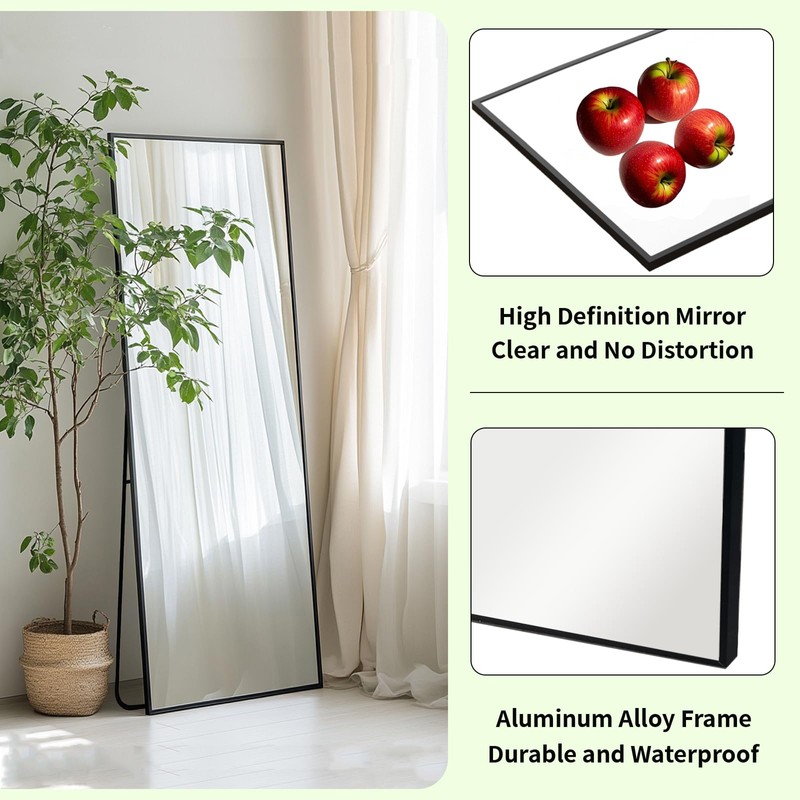 Sunniry Full Length Mirror 56x16 inch, Black Full Body Mirror,