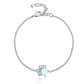 JIANGYUE Women's Earrings White Gold Plated Stud Earrings with Blue Zircon Premium Stud Earrings CZ Small Earrings for Men and Women, Zirconia, Opal