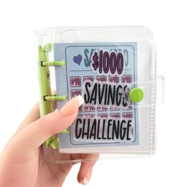 Saving Challenge Book $1000, 3 Ring Binder Clear Cover Money Saving Binder Book:_Green