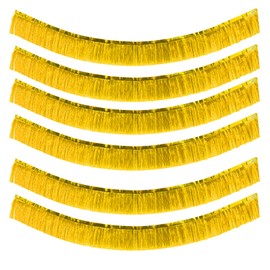 Yuragim Pack of 6 Gold Tinsel Garland, Single Strip 3 m x 30 cm Metallic Fringe Banner Garlands Wall Hanging Decoration Foil Fringe Garland for Christmas Birthday Carnival Wedding Party Decoration