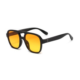 Retro Sunglasses for Women Men Classic 70s Vintage Trendy Aviator Square, black / yellow