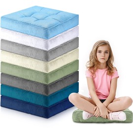 Fumete 8 Pcs 16 Inch Square Floor Pillows Cushions for Kids and Toddlers Flexible Seating for Classroom 3.6 Inch Thick Floor Pillow for Home Daycare Preschool Yoga and Meditation (Classic Color)