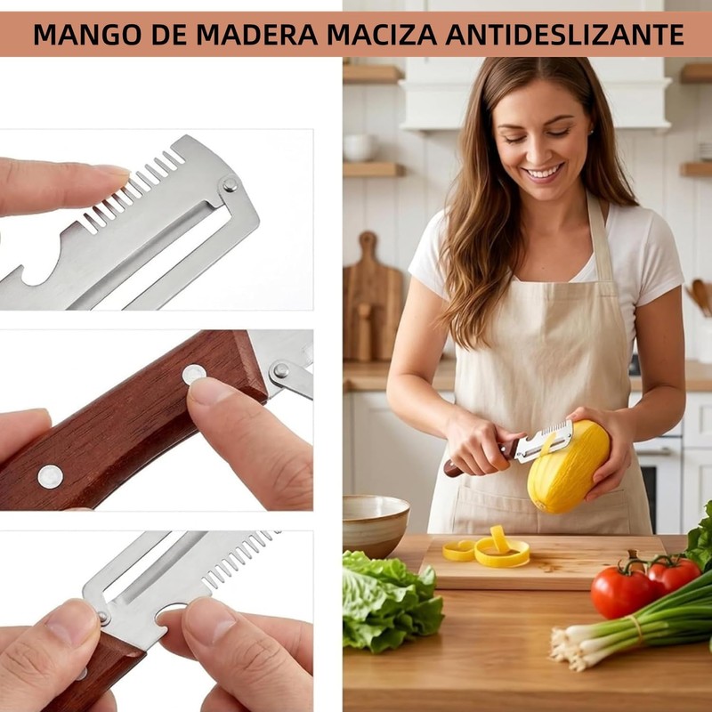 2 PCS Pelador Verduras Multifunción 3 EN 1, Cuchillo Pelador