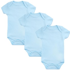 Baby Vests, Baby Bodysuits Short Sleeved, UK Brand, 3 Pack, Blue, 6-9 Months