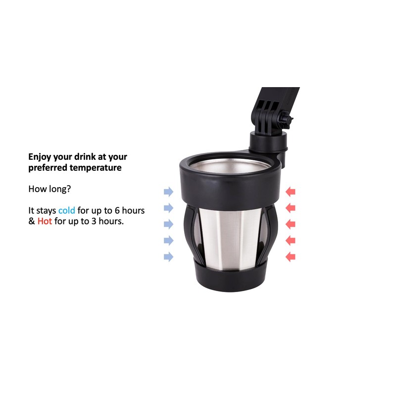 Chameleon360 Insulated Car Cup Holder with Food Table Tray