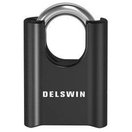 DELSWIN 4-Digit Combination Lock Outdoor Padlock - Heavy Duty Locker Lock with Hardened Steel Shackle, Waterproof Combo Lock for Gym Locker, Hasp Storage, Shed, Fence, Gate (Obsidian Black,1Pcs)