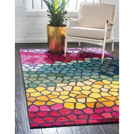 Unique Loom Estrella Colorful Area Rug, 9 x 12 Feet, Multi/Blue