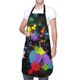 DZGlobal Artist Apron with 2 Pockets Adjustable Neck Colorful Painting Smocks for Women Waterproof Rainbow Apron Suitable for Kitchen
