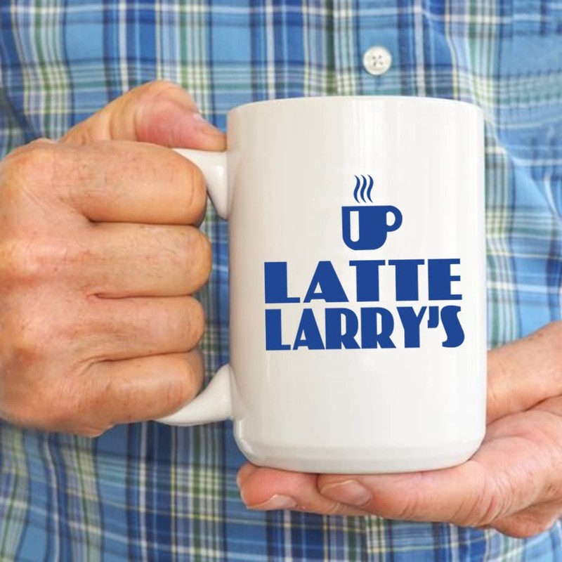 Latte Larry Blue Printings Novelty Mugs, 15 Oz Cute Graphic