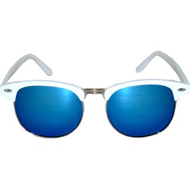 OWL Semi-Rimless Metal Plastic White Mens Womens Sunglasses UV400 Protection Mirror Lens Vintage Retro Sunglasses Womens Mens