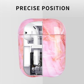 Newseego Case Compatible with AirPods 1 & 2, Stylish Shiny Marble AirPods Case Hard PC Full Protection Airpods Case Portable Shockproof Case for AirPods 1 & 2 Charging Case Pink 2.