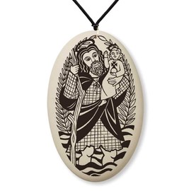 Saint Christopher Porcelain Medal on Braded Cord | Patron of travelers
