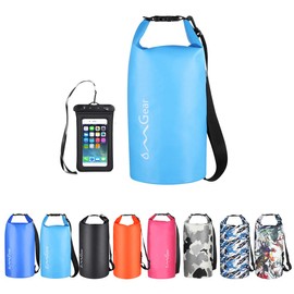 OMGear Waterproof Dry Bag Backpack Waterproof Phone Pouch 40L/30L/20L/10L/5L Floating Dry Sack for Kayaking Boating Sailing Canoeing Rafting Hiking Camping Outdoors Activities (Light blue2, 5L)