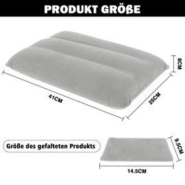 Lollanda Pack of 2 Inflatable Cushions for Beach and Water, Comfortable Camping Pillow, Lightweight, Ergonomic Travel Pillow, Inflatable for Outdoor Travel, Hiking (Sky Blue + Grey)