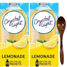 Crystal-Light On The Go Drink Mix - Two (2) Pack of 10pck/0.13oz Pouches - Sugar-Free, Low-Calorie Refreshment Anytime, Anywhere and Candy Freezer Wooden Spoon (Lemonade) Wooden Spoon
