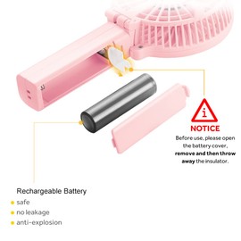 EasyAcc Mini Handheld Fan, Personal Cooling Fan Folding USB Desk Fan Small Portable Table Fan for Travel Camping Outdoors Office Home - Pink…