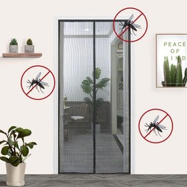 DIY Magnetic Fine Mesh Screen Door for Entrance 100x210 Black