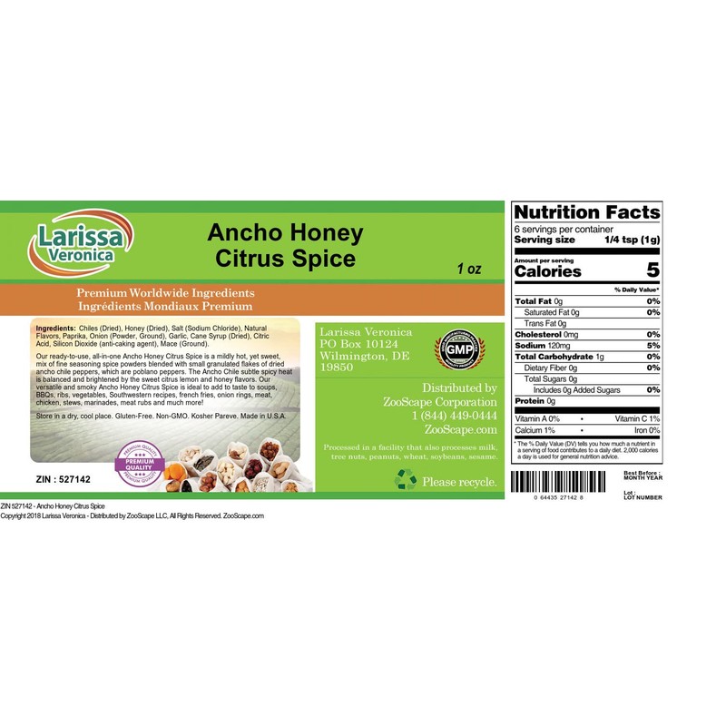 Ancho Honey Citrus Spice (1 oz, ZIN: 527142)