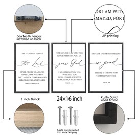 The Lord Your God Is Good Bible Verses Wall Art Decor Set of 3 24"x16" Bedroom Above Bed Inspirational Christian Scripture Wood Framed Sign Rustic Home Living Room Office Wall Hang (Black)