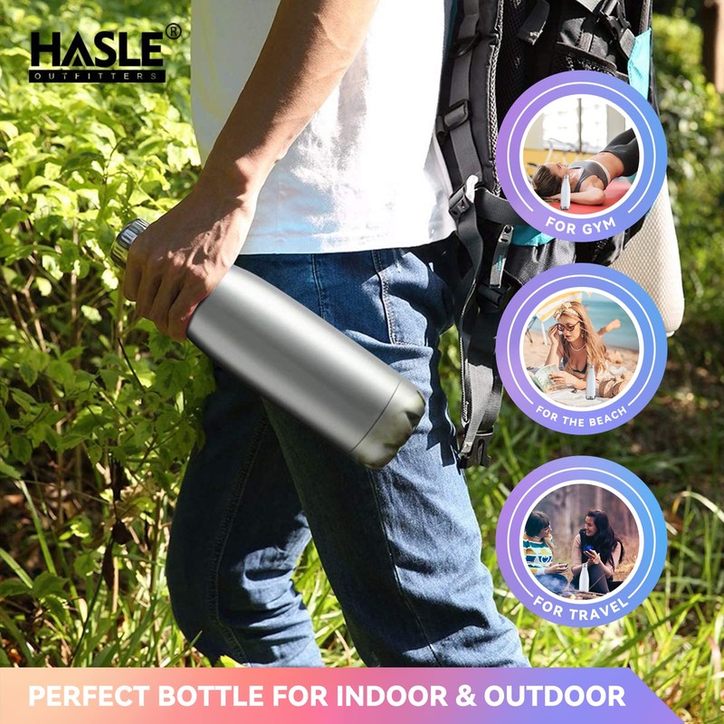 HASLE OUTFITTERS 17oz Stainless Steel Water Bottles, Vacuum Insulated Water