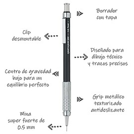 Pentel de México PG515BP Graphgear Portaminas Prof.para Dibujo 0.5 mm, pack of/paquete de 1