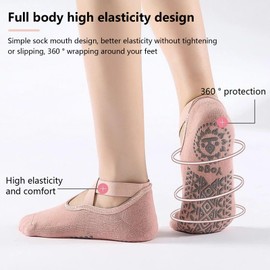 YSBCNK 4 Pilates Socks, Grip Socks, Reformer Pilates Socks, Grip Socks Pilates, Pink Ballet Socks, Non-slip Yoga Athletic Socks for Barre Ballet Barefoot Workout Hospital