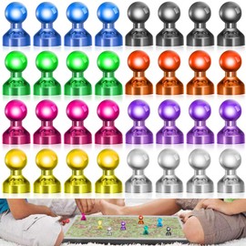 Small Fridge Magnets For Whiteboard, 32 Pcs Colourful Magnetic Push Pins Set, Strong Magnetic Pins With A Box, Magnet For Refrigerator, White Board, Notice Board, Home, School, Office (8 Colors)