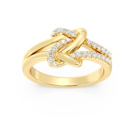 GILDED 1/2 ct. T.W. Lab Diamond (SI1-SI2 Clarity, F-G Color) and 14K Gold Plating Over Sterling Silver Knot Band Ring