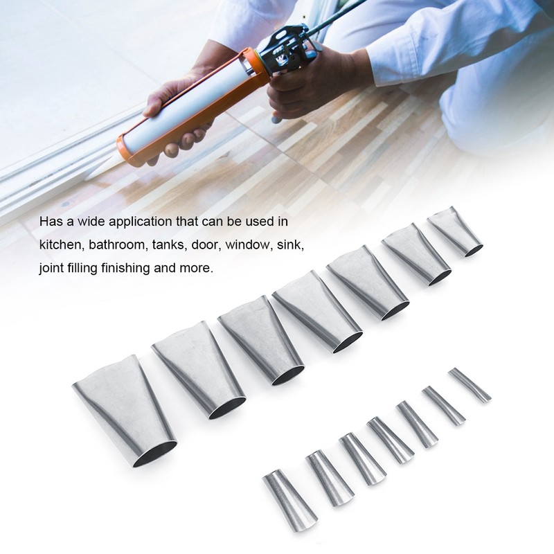 14pcs Caulking Nozzle Stainless Steel Sealant Nozzle Applicator Finishing Tool
