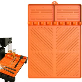 Silicone Grill Tools Spatula Mat for Blackstone, Large Heat Resistant BBQ Griddle Accessories Seasoning Mat Pad for Outdoor Cooking, Barbecue, Kitchen, Countertop (Orange)