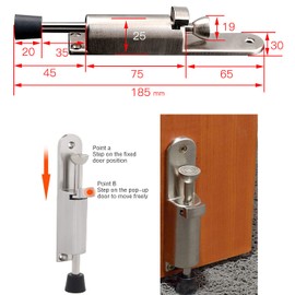 OrangeClub Door Stop Metal Door Stopper Spring-Loaded Lock Base with Foot Control Door Stopper for Indoor Outdoor Door Balcony Door