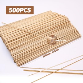 NVGFTG Pack of 500 Cotton Candy Sticks 300 mm × 3 mm Wooden Sticks Round Wooden Sticks for Crafts Round Wood Stick Bamboo Sticks Craft Sticks Wooden Sticks for Crafts for DIY Art Projects Woodwork