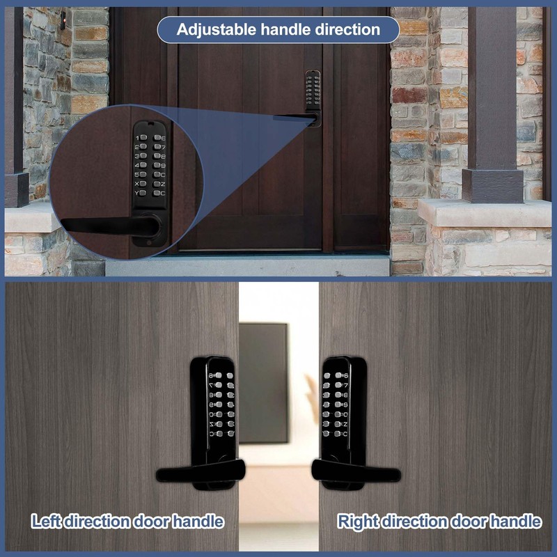 Casmer Upgrade Double Sided Keypad Door Lock with Adjustable Deadlatch