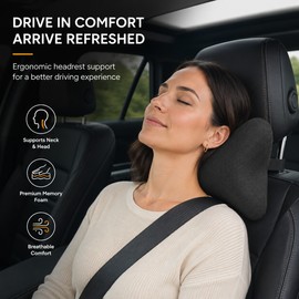 Memory Foam Car Neck Pillow for Driving – Adjustable Headrest Support for Daily Commutes and Road Trips