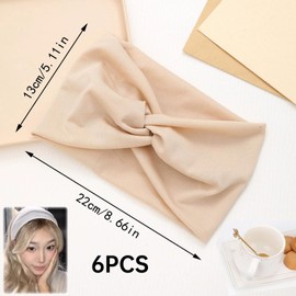 Jiavlyx Pack of 6 Yoga Sports Headbands, Women's Headband, Women's Summer Wide Headband, Elastic Headband, Boho Hair Bands, Wide Hair Band, Soft Headband for Running, Cycling, Yoga, Fitness