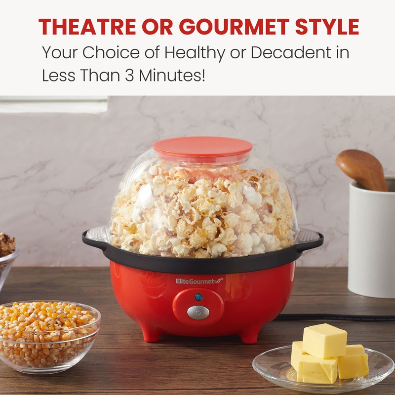 Elite Gourmet EPM330R Automatic Stirring 12-cup Popcorn Maker Popper, Hot