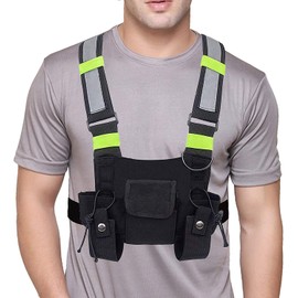 Namvo Universal Radio Chest Harness Rig - Front Pack Pouch Holster Vest Rig Chest Bag Carry Case for Two Way Radio Walkie Talkie