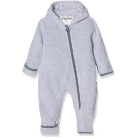 Playshoes Baby Fleece Jumpsuit, Breathable Unisex Jumpsuit for Boys and Girls with Long Zip and Hood, Color Contrasting, Grey/blend