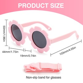 XdealCozyxc Baby Sunglasses with Strap for 0-18 Months Newborn, Cute Sunflower Sunglass