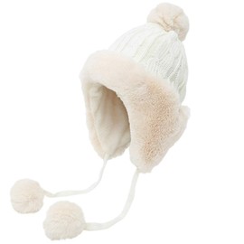 Yixda women's winter hat with ear flaps, warm fur hat, ski/trapper hat, White, One Size Fits All