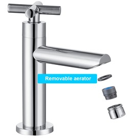 Tondiy Tap Cold Water Guest Toilet Cold Water Tap with Connection Hose, Washbasin Tap Cold Water Pillar Valve Cold Water Tap with Removable Bubbler, Chrome