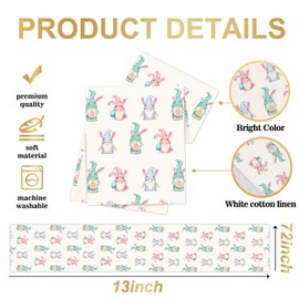 Rabbit Dwarf Easter Table Runner,Easter Table Runner,Easter Decorations for The Home,Spring Holiday Farmhouse Indoor Table Decorations for Home,13x72 Inch