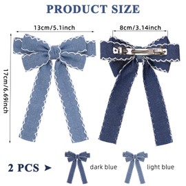 2PCS Hair Bows for Women Bow-knot Hair Clips with Long Tail for Girls