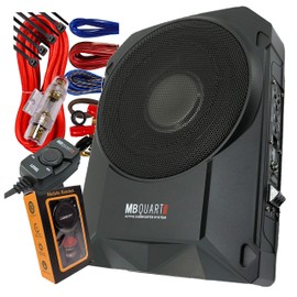 MB Quart RW-108A 600W Reference Series 8" 4-Ohm Power Subwoofer Amplifier with 8 Guage Kit Red and Gravity Magnet Phone Holder PK3 Bundle