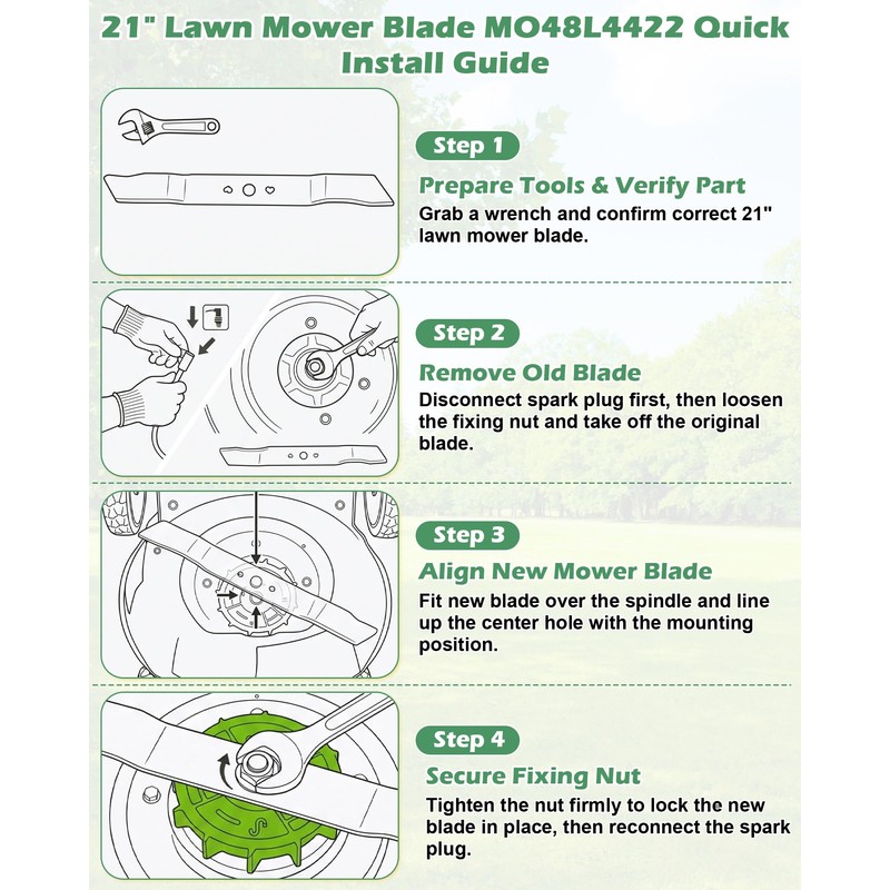 IWIWE 21 Inch Lawn Mower Blade, Replacement Blade Compatible with