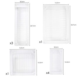 TRIXES 9Pcs Clear Plastic Drawer Organiser Trays - Assorted Sizes for Kitchen Storage, Make-Up, Jewellery & Office