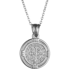 Jude Jewelers Saint Benedict Medal Stainless Steel Christian Jesus Evil Protection Catholic Religious CSPB Pendant Necklace (Silver)