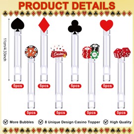 FIONUPI 40 Pcs Casino Bubble Wands Bulk Mini Themed Party Wand Favors Gifts Bag Stuffers for Las Vegas Night House Poker Game Birthday Party Supplies